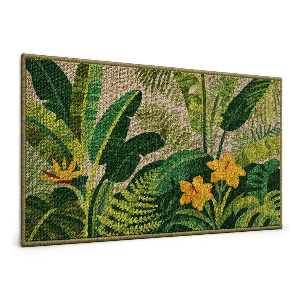 Area Rug Tropical Leaf Soft & Stain-Resistant