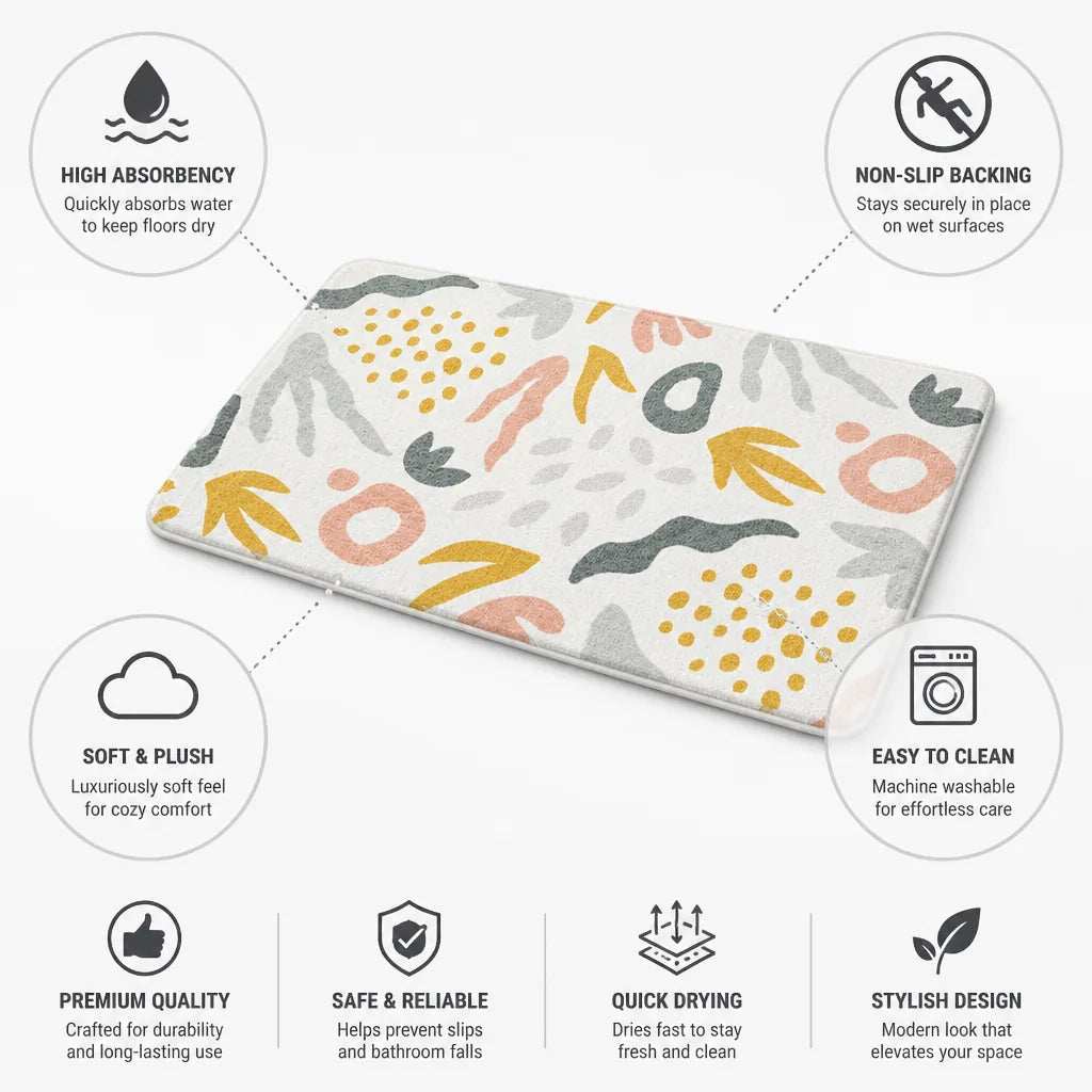 Bath Mat Plush Faux Cashmere Absorbent & Non-Slip