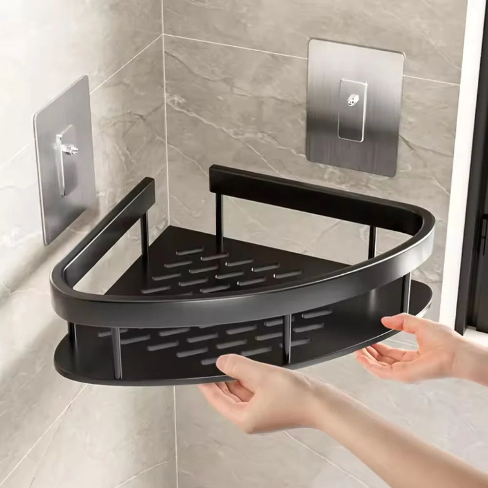 Bathroom Corner Shelf Rust-Resistant Aluminum No-Drill Self-Adhesive