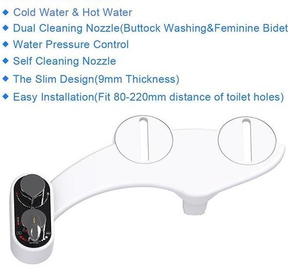 Bidet Attachment Dual Nozzles Self-Cleaning Hot & Cold Option