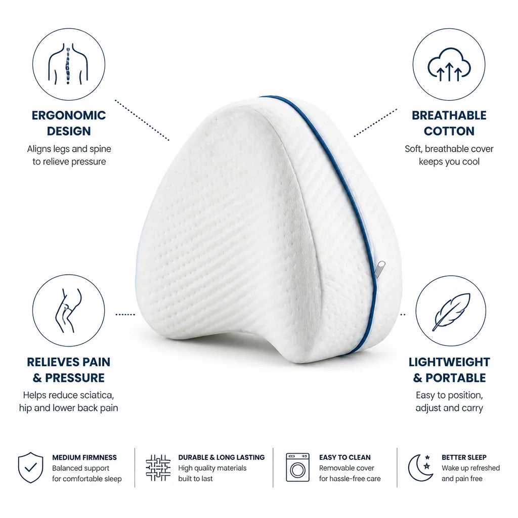 Contoured Leg Pillow Ergonomic Sciatica & Lower Back Support