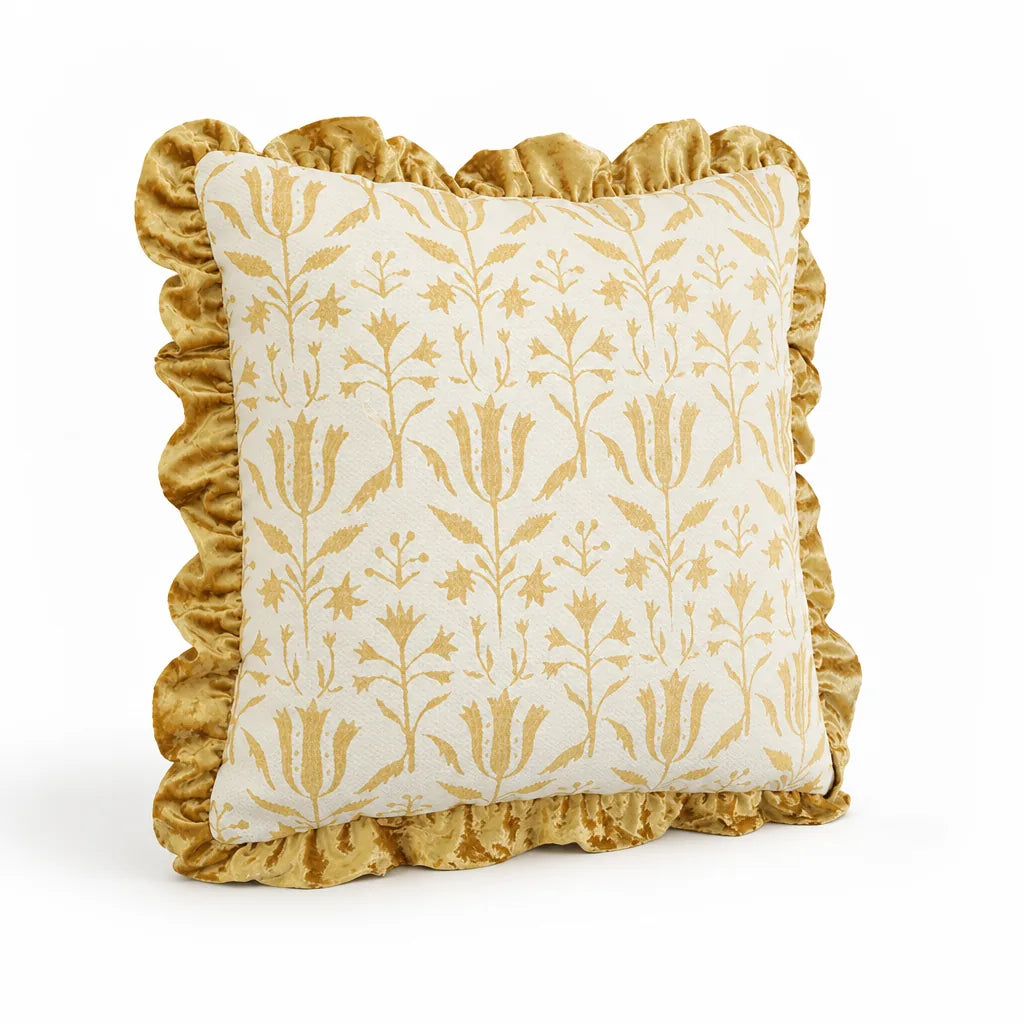 Cushion Cover Hand-Tufted Chenille Floral Hidden Zipper