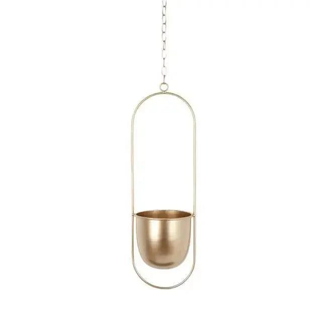Hanging Planter Geometric Metal Frame & Drainage Holes