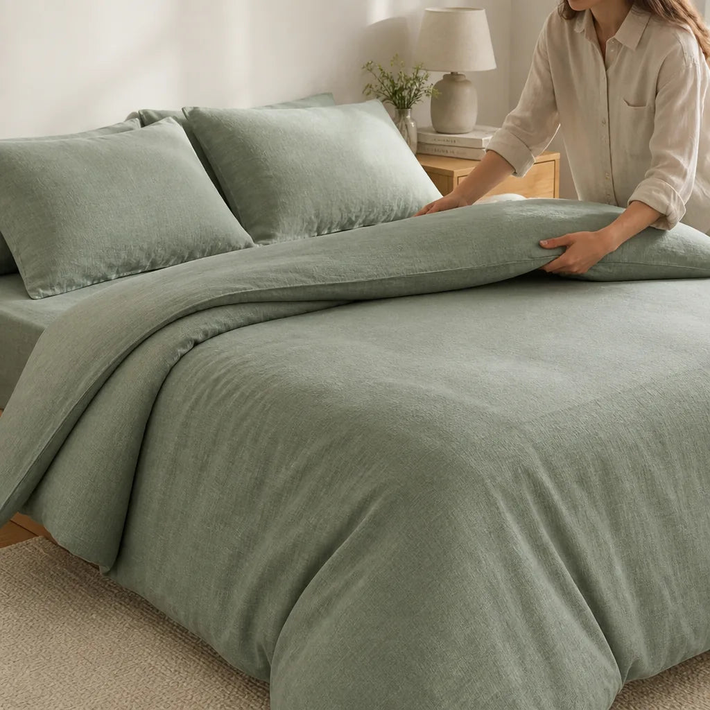 Linen-Style Duvet Cover Set (Includes 2 Pillowcases)