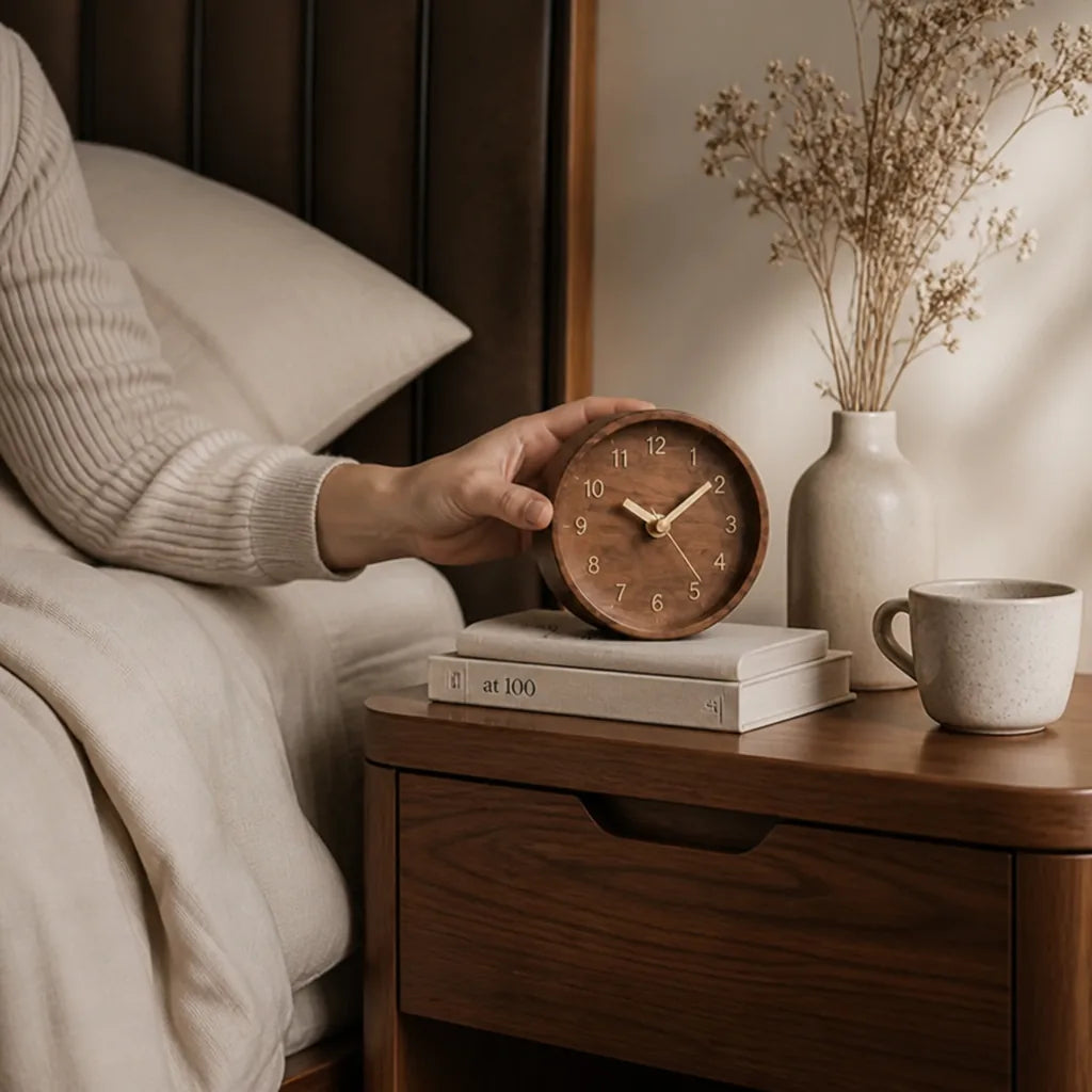 Minimalist Walnut Wood Table Clock (Silent Movement)