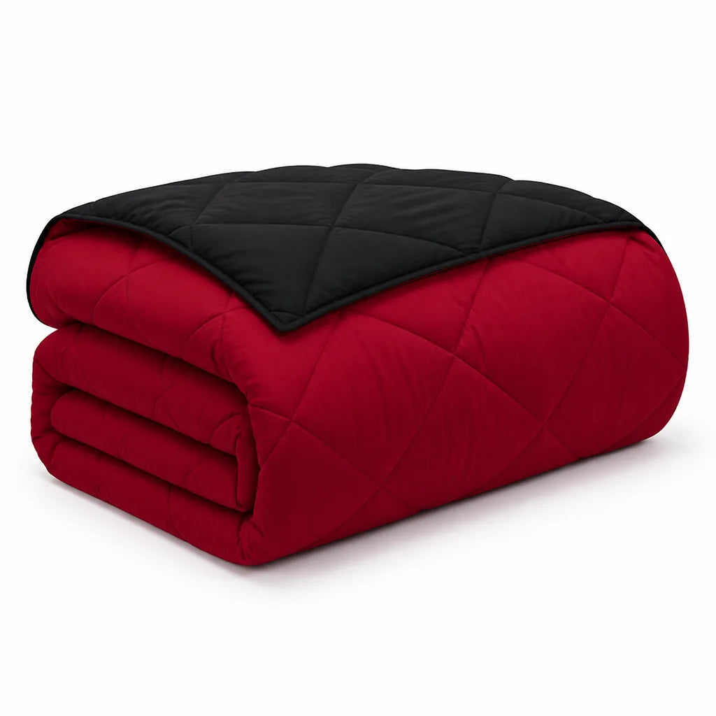 Quilted Comforter Reversible Microfiber Fill All-Season