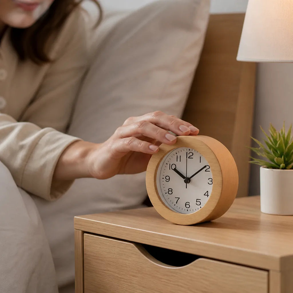 Round Beech Wood Alarm Clock (Silent Movement)