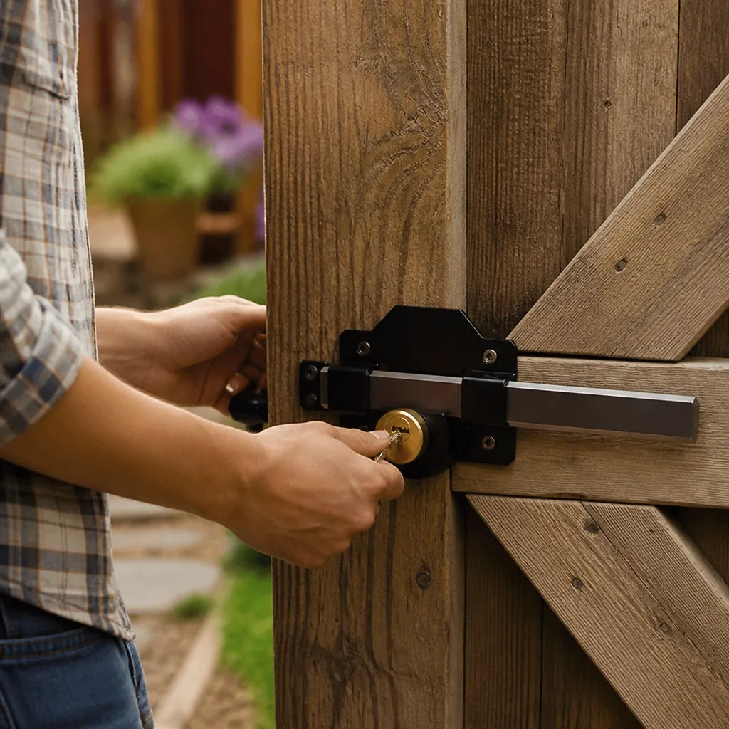 Spring Bolt Gate Lock With Key (Rust-Resistant Coating)