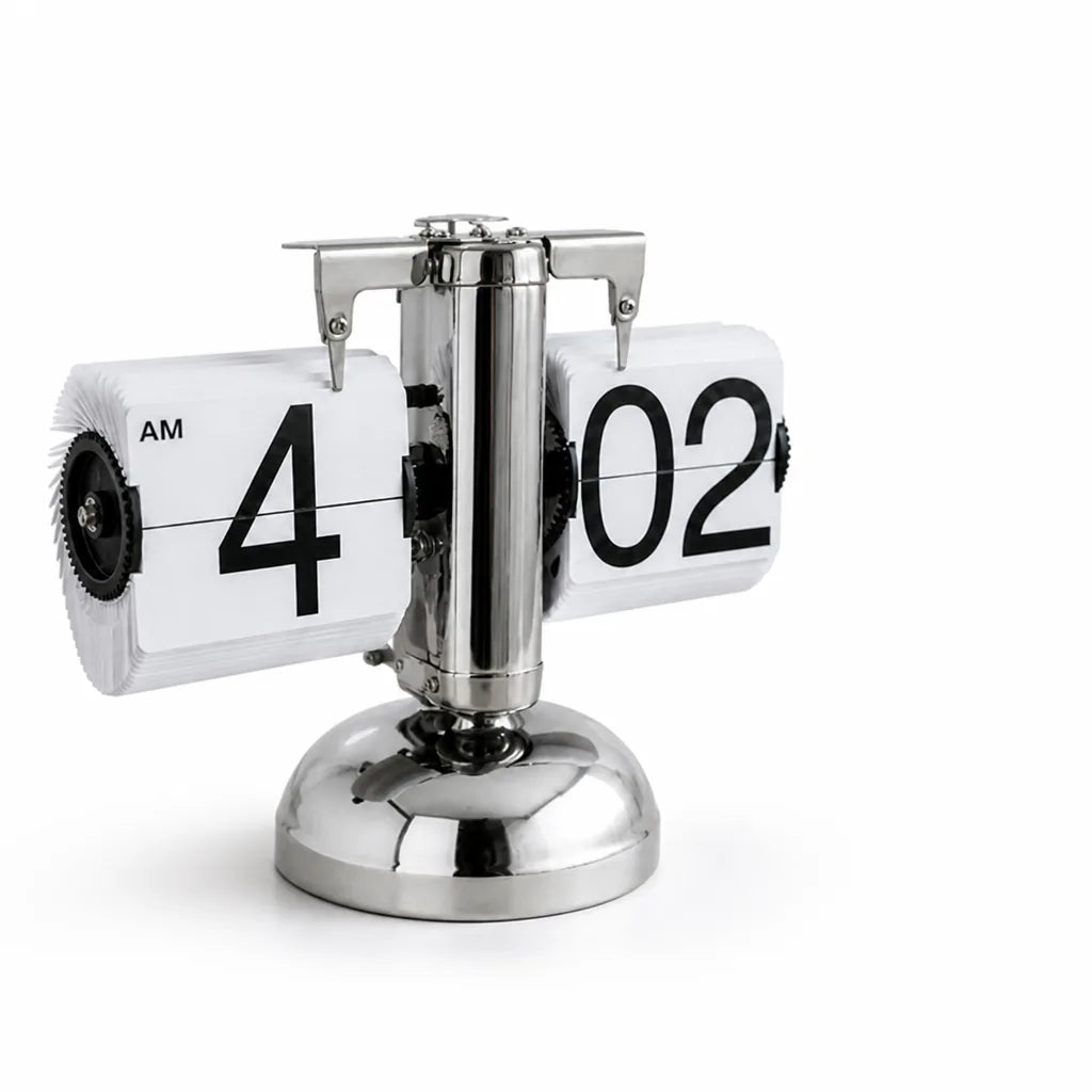 Stainless Steel Flip Clock with Large Clear Numbers