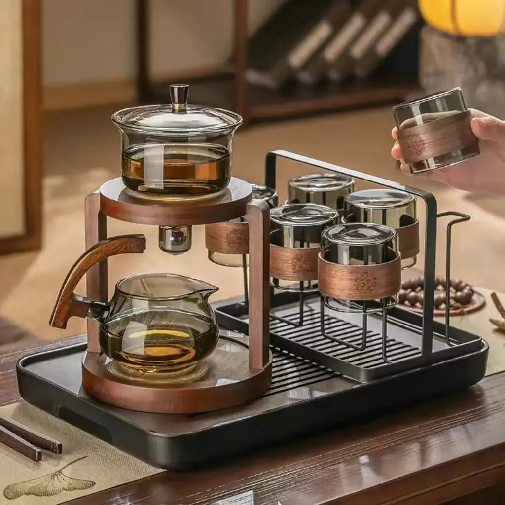 Tea Set Glass Double-Level Stand 6 Cups