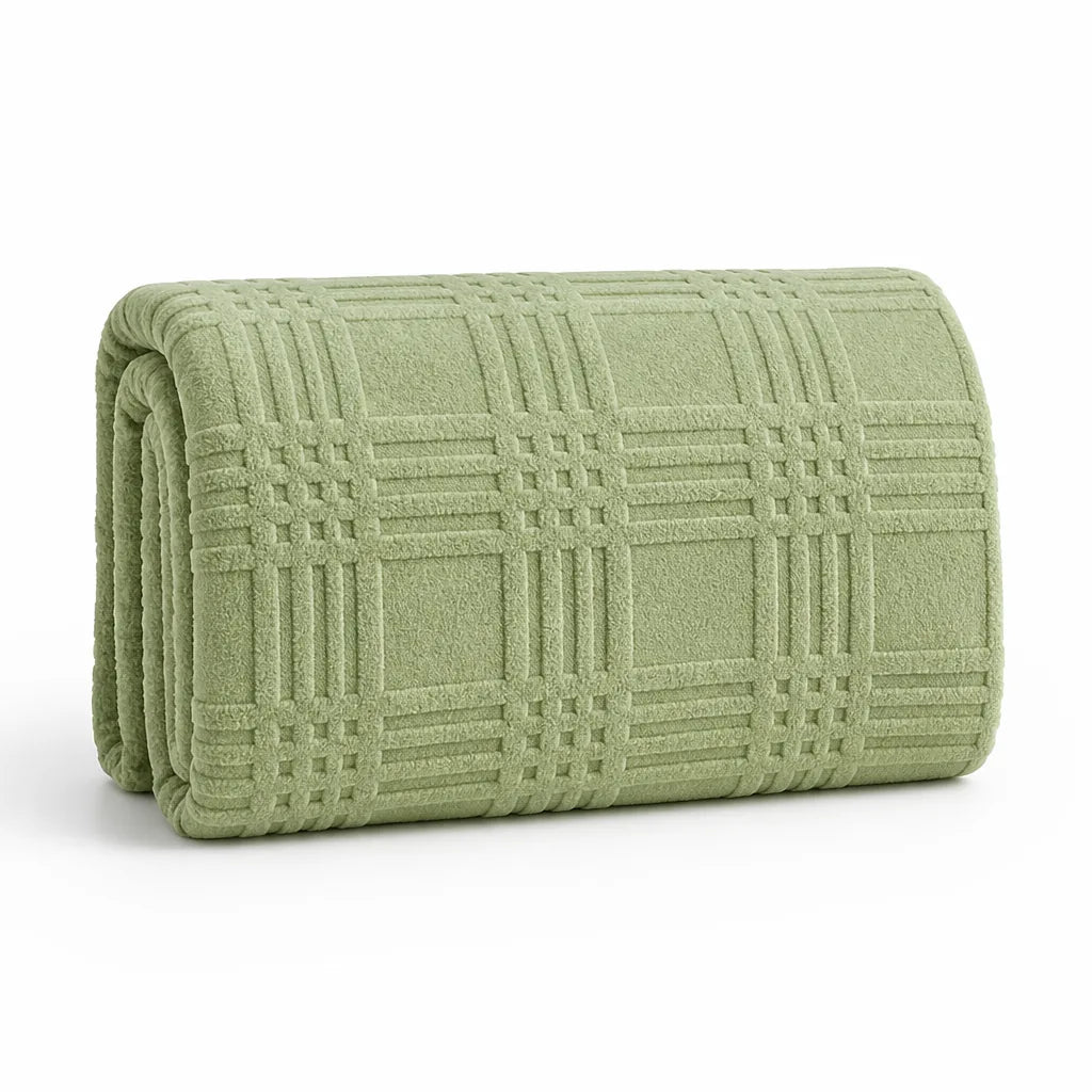 Throw Blanket Embossed Plaid Microfiber Blend