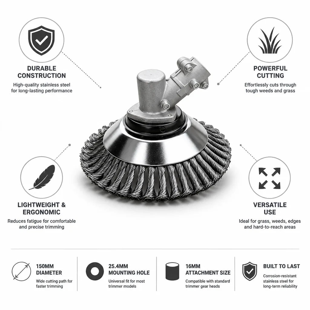 Weed Trimmer Head Stainless Steel 150mm Universal Fit