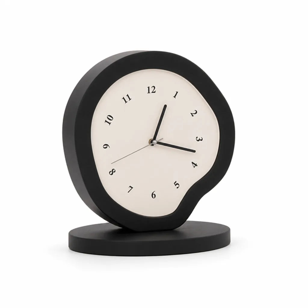 Abstract Sculpted Table Clock With Silent Quartz Movement