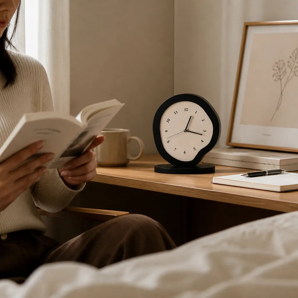 Abstract Sculpted Table Clock With Silent Quartz Movement