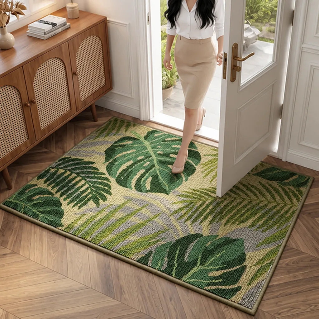 Area Rug Tropical Leaf Soft & Stain-Resistant