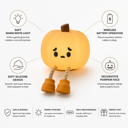 Baby Night Light Silicone Pumpkin Warm White USB-C Rechargeable