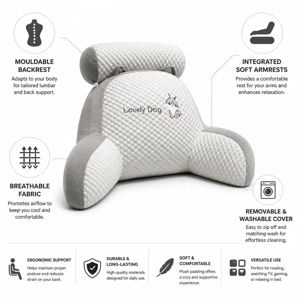 Back Support Pillow Mouldable Lumbar Support & Armrests