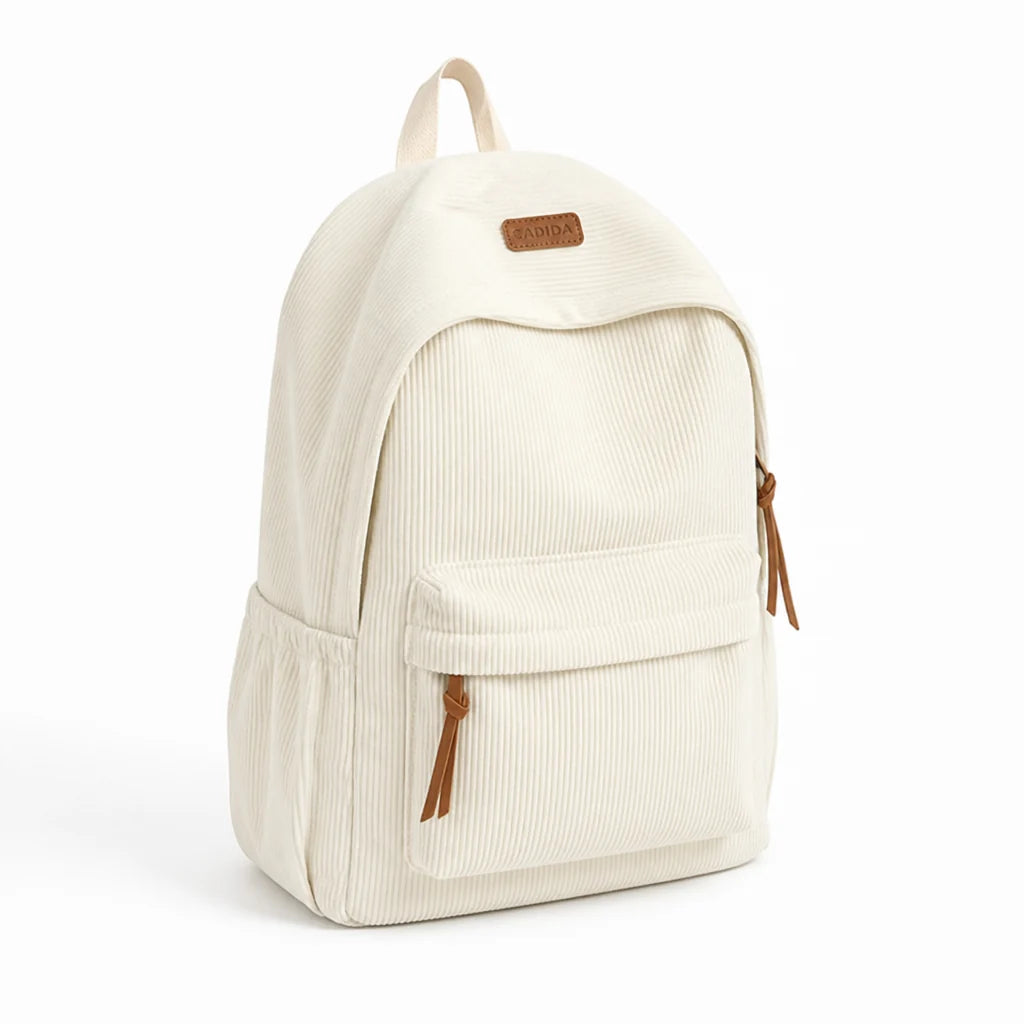 Backpack Large Capacity Corduroy Minimalist Style
