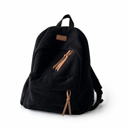 Backpack Large Capacity Corduroy Minimalist Style