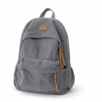 Backpack Large Capacity Corduroy Minimalist Style