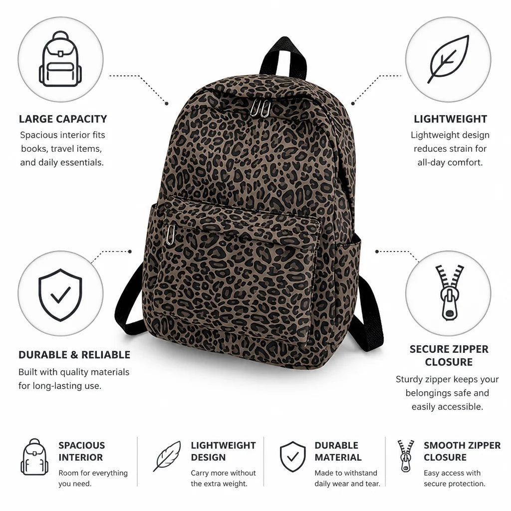 Backpack Lightweight Large Capacity Secure Zipper Closure