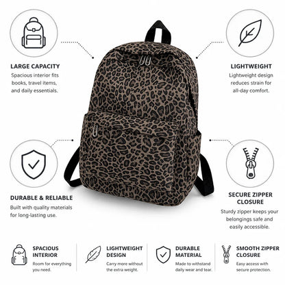 Backpack Lightweight Large Capacity Secure Zipper Closure