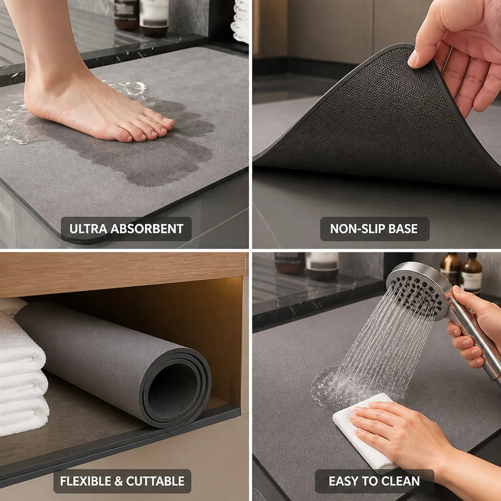Bath Mat Diatomaceous Earth Quick-Dry & Non-Slip