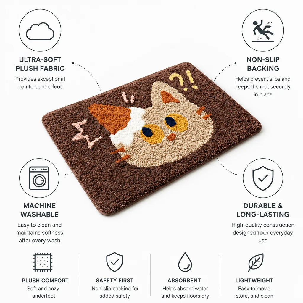 Bath Mat Plush Ultra-Soft Non-Slip Machine Washable