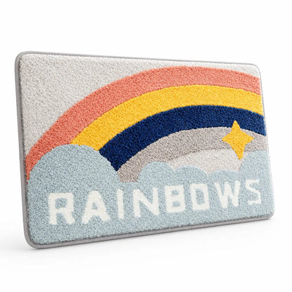 Bath Mat Whimsical Rainbow Plush Non-Slip