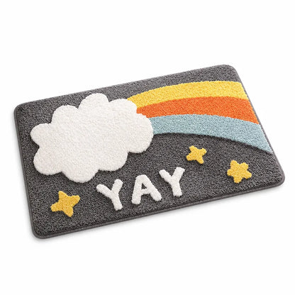 Bath Mat Whimsical Rainbow Plush Non-Slip