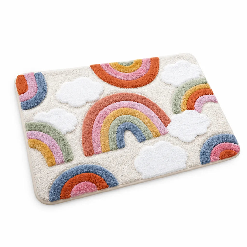 Bath Mat Whimsical Rainbow Plush Non-Slip