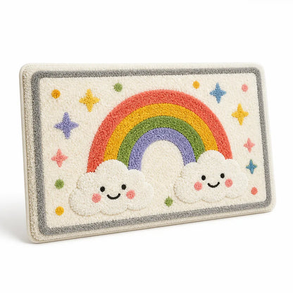 Bath Mat Whimsical Rainbow Plush Non-Slip