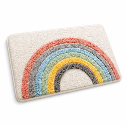 Bath Mat Whimsical Rainbow Plush Non-Slip