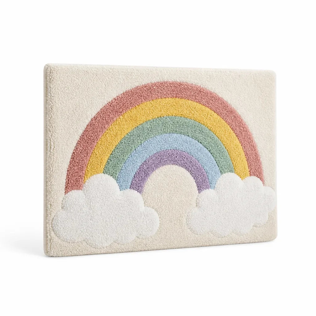 Bath Mat Whimsical Rainbow Plush Non-Slip