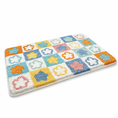 Bath Mat Whimsical Rainbow Plush Non-Slip
