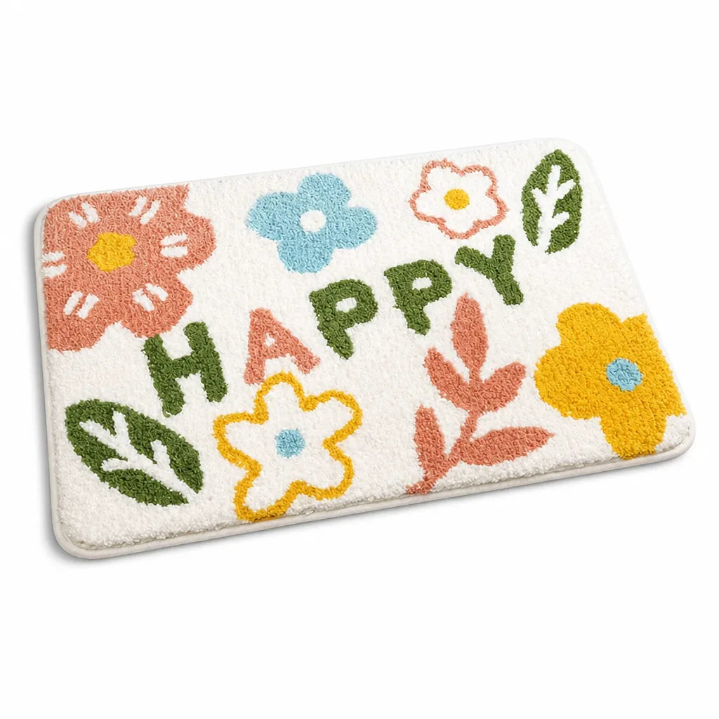 Bath Mat Whimsical Rainbow Plush Non-Slip