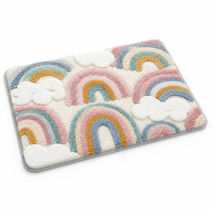 Bath Mat Whimsical Rainbow Plush Non-Slip