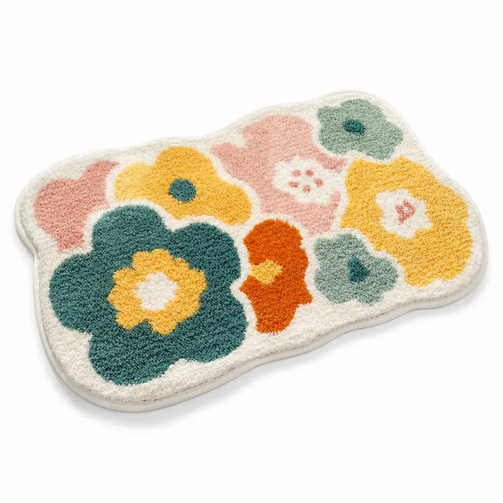 Bath Mat Whimsical Rainbow Plush Non-Slip