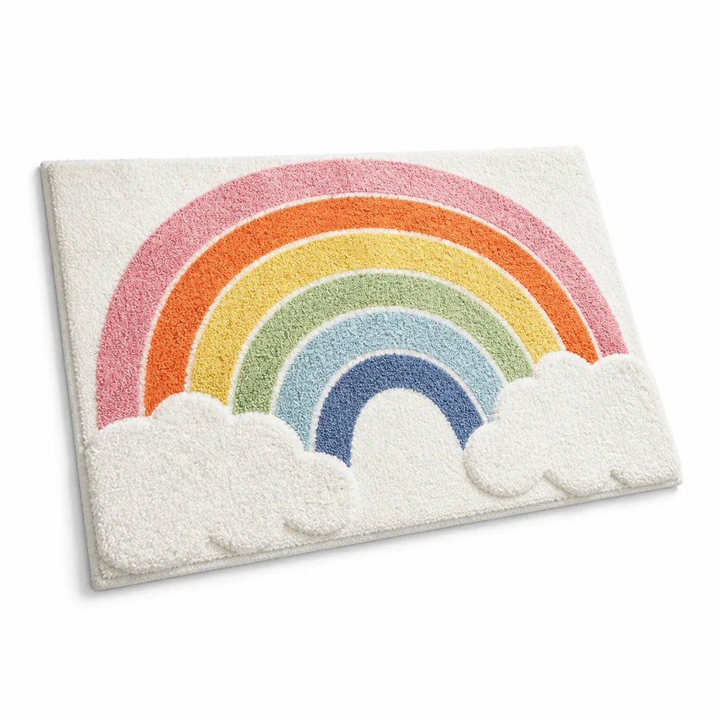 Bath Mat Whimsical Rainbow Plush Non-Slip