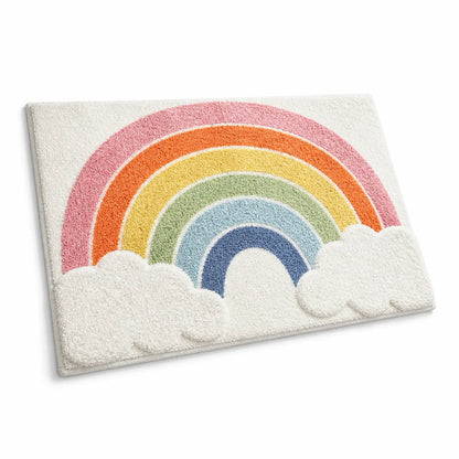 Bath Mat Whimsical Rainbow Plush Non-Slip