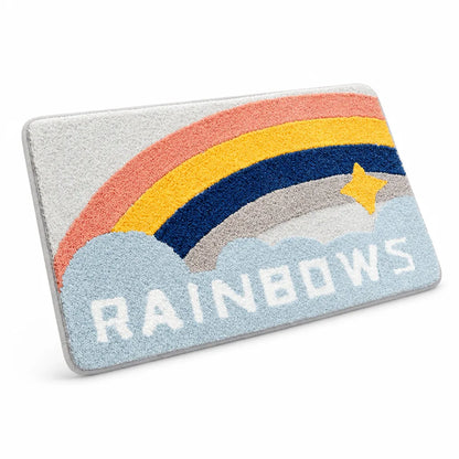 Bath Mat Whimsical Rainbow Plush Non-Slip
