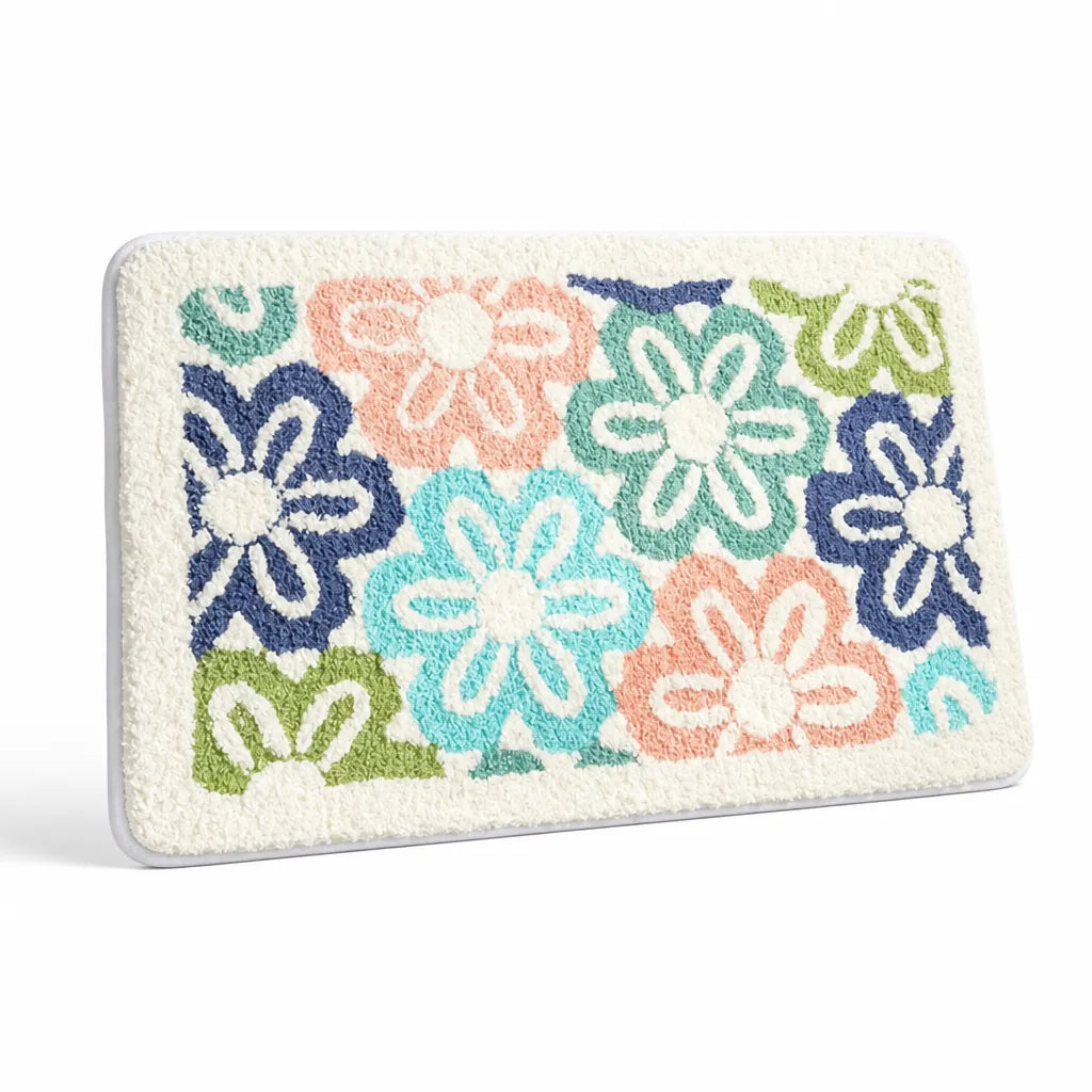 Bath Mat Whimsical Rainbow Plush Non-Slip