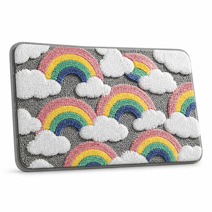 Bath Mat Whimsical Rainbow Plush Non-Slip