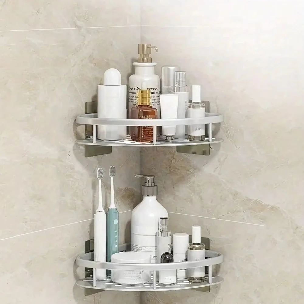 Bathroom Corner Shelf Rust-Resistant Aluminum No-Drill Self-Adhesive
