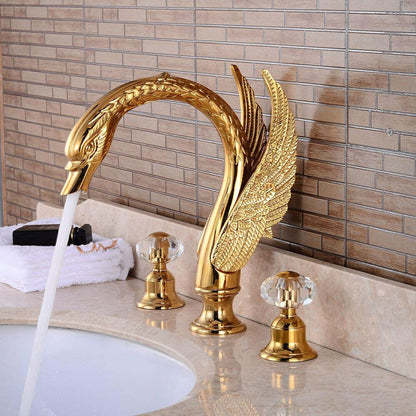 Bathroom Faucet Gold-Plated Dual Crystal Handles & Aerator