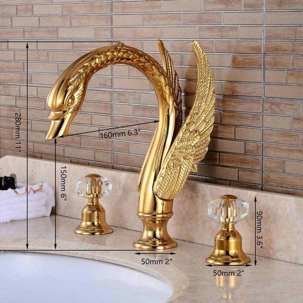 Bathroom Faucet Gold-Plated Dual Crystal Handles & Aerator