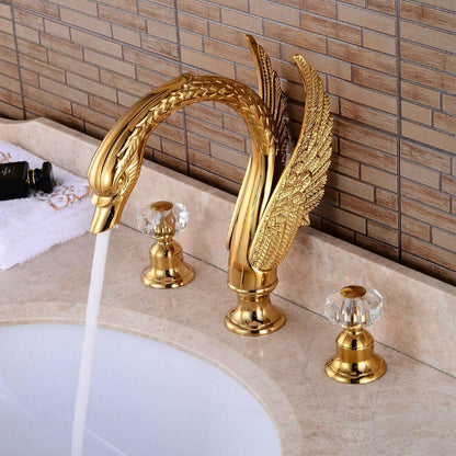 Bathroom Faucet Gold-Plated Dual Crystal Handles & Aerator