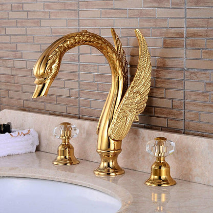 Bathroom Faucet Gold-Plated Dual Crystal Handles & Aerator