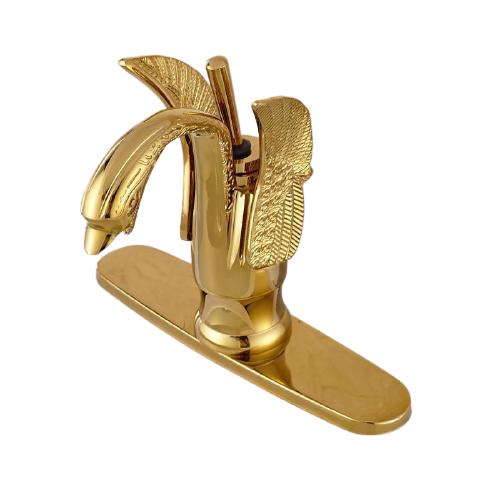 Bathroom Faucet Swan Spout No-Splash Single-Handle Gold Finish