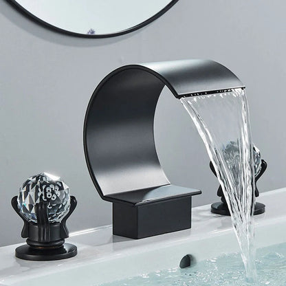 Bathroom Faucet Waterfall Spout Brass Body 8 Inch Widespread